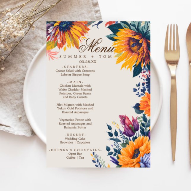 Menu de Casamento na moda moderno do Estilo de Ver (Criador carregado)