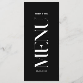 Menu de Casamento Negro Clássico Minimalista