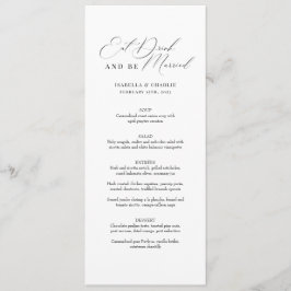 Menu de Casamento Negro e Branco da Caligrafia Mod