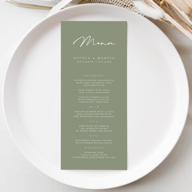Menu de Casamento Oleícola de Cinzas Escuras Minim (Criador carregado)