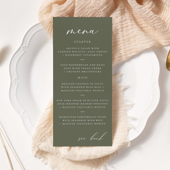 Menu de Casamento Oleícola de Script Elegante Mode (Criador carregado)