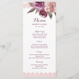Menu de casamento outono de rendas florais de aqua