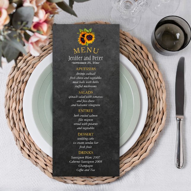Menu de casamento outono Rústico Elegante dos gira (Criador carregado)
