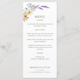 Menu de Casamento Pastel Delicate Wildflower