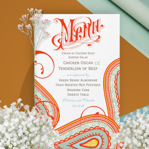 Menu de Casamento Persimmon da Tipografia Vintage