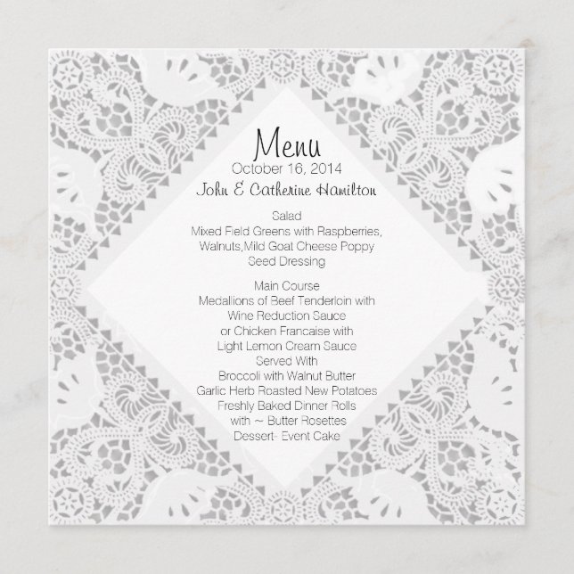 Menu de Casamento Personalizado de Olhar Doido Bra (Frente)