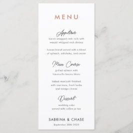 Menu de Casamento Personalizado do Blush Moderno
