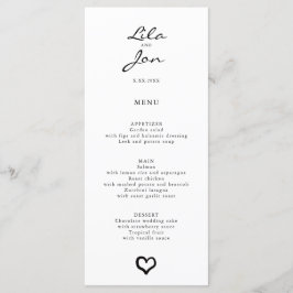 Menu de Casamento Personalizado do Coração