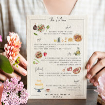 Menu de Casamento Personalizado Ilustrado