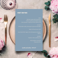 Menu de Casamento Personalizado Simples e Azul, Br