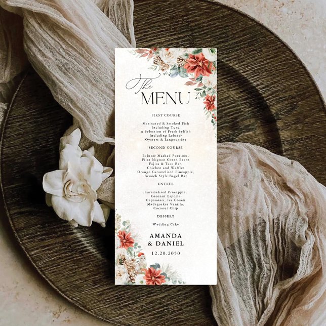 Menu de Casamento Pinecone do Verso Vermelho Inver (Criador carregado)