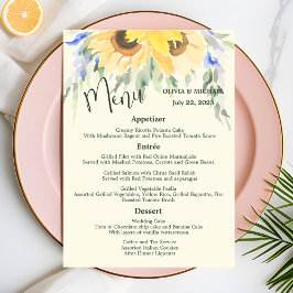 Menu de Casamento por Aquarela de Girassol Elegant