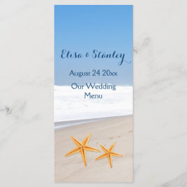 menu de casamento praia de par de estrelas