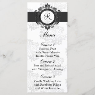 menu de casamento prateado monograma