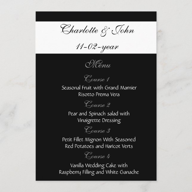menu de casamento preto (Frente)