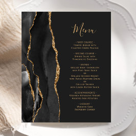 Menu de Casamento Preto de Agato Dourado Escuro