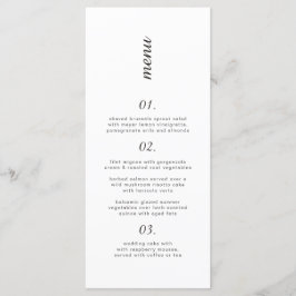 Menu de casamento preto e branco com classe simple