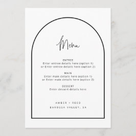Menu de Casamento Preto e Branco com Script de Arc