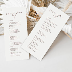 Menu de Casamento Preto e Branco Elegante "Eat de 