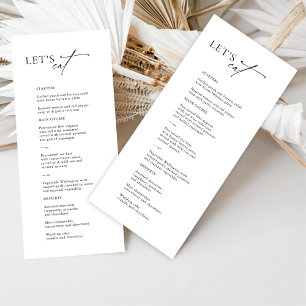 Menu de Casamento Preto e Branco Elegante "Eat de 