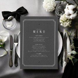 Menu de Casamento Preto e Branco Personalizado ID1