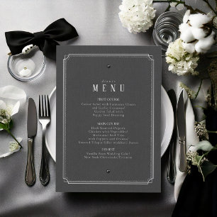 Menu de Casamento Preto e Branco Personalizado ID1