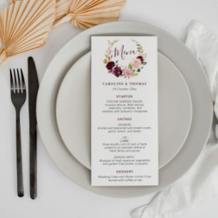 Menu de casamento Púrpura e Pêssego de Água