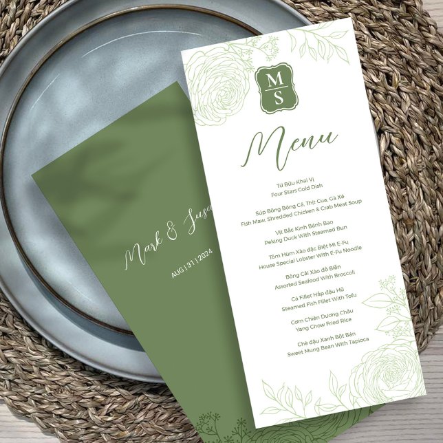 Menu de Casamento Ranunculus Bilíngue Vietnamita (Criador carregado)