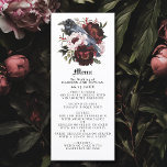 Menu de Casamento Raven Gótico Romântico<br><div class="desc">Este design de casamento floral de gótico apresenta uma ilustração simples e modesta de aquarela de um raven empoleirado num buquê. Perfeito para um casamento romântico de góticos ou outra ocasião especial. É perfeitamente adequado a um evento temático assustador no outono ou a um evento de inverno único num contexto...</div>