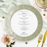 Menu de Casamento Redondo Elegante de Script Preto<br><div class="desc">Menu de Casamento Redondo Elegante de Script Preto</div>