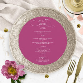 Menu de Casamento Redondo Elegante do Gabinete Ros