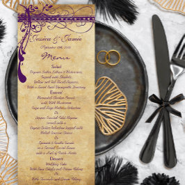 Menu de Casamento Renascentista Medieval Roxo Eleg