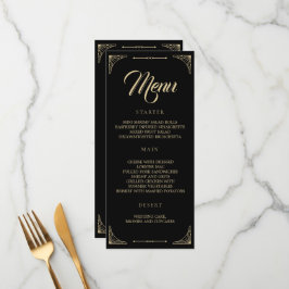 Menu de Casamento - Retro Dourado Deco Elegante Pr