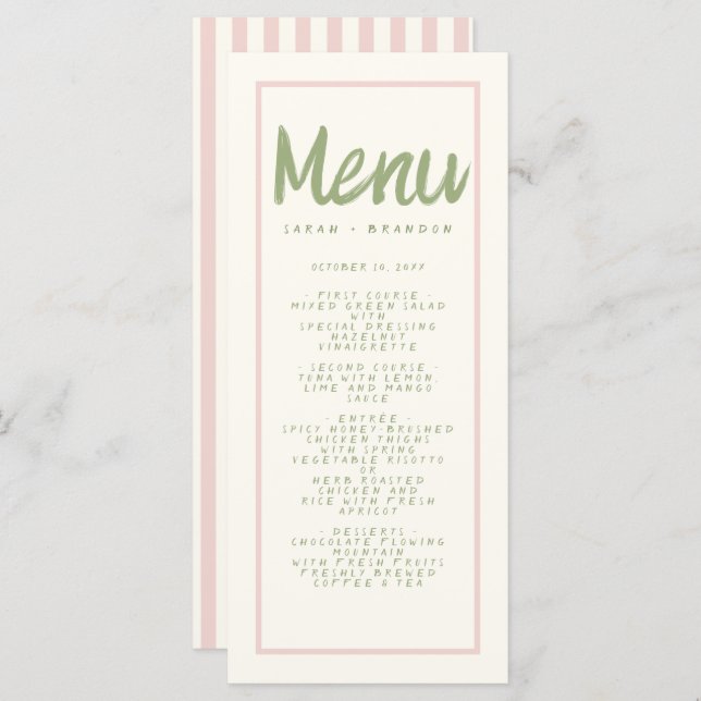 Menu de Casamento Retroativo da Tipografia de Manu (Frente/Verso)