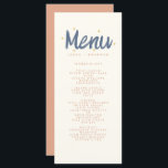 Menu de Casamento Retroativo da Tipografia de Manu<br><div class="desc">Pasta Azul Laranja Pasta Tipografia de Manuscrito Típica Foto Retroativa Menu Casamento</div>