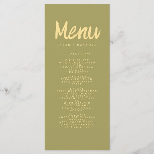 Menu de Casamento Retroativo da Tipografia Vermelh (Frente)