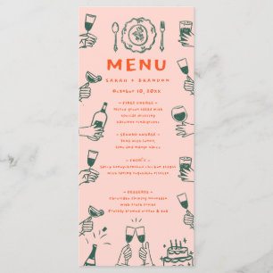 Menu de Casamento Retroativo desenhado à mão