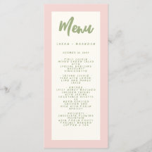 Menu de Casamento Retroativo Pinky com Escrita Man