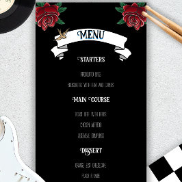 Menu de Casamento Rockabilly da Tatuagem Negra e B