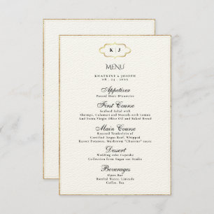 MENU DE CASAMENTO ROMÂNTICO DE CALLIGRAPHY MONOGRA
