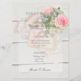 Menu de casamento romântico de flores de colheita