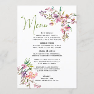 Menu de Casamento Romântico Floral do Flor de Cer