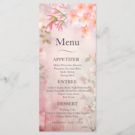 Menu de Casamento Romântico Floral Rosa