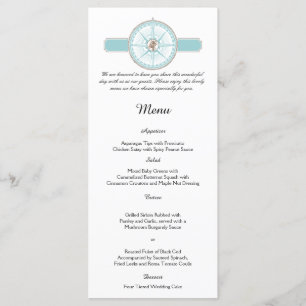 Menu de Casamento Rosa de Praia de Compass Azul e