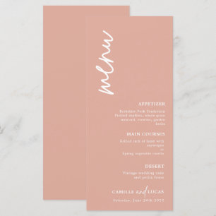 Menu de Casamento Rosa Migrado Minimalista