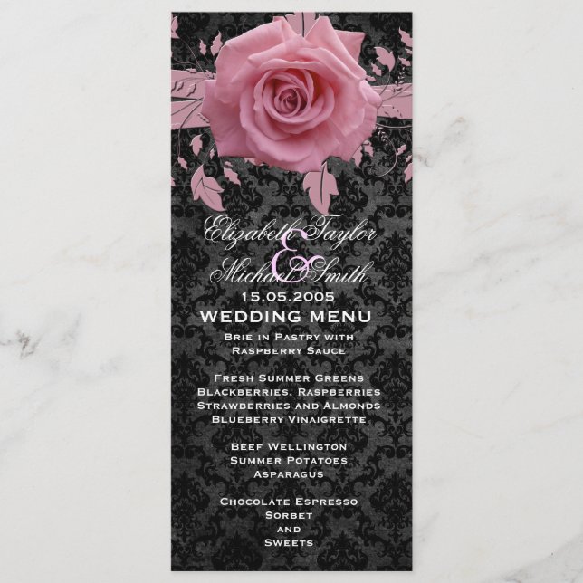 Menu de Casamento Rosa Rosa Rosa Rosa Rosa Rosa, D (Frente)