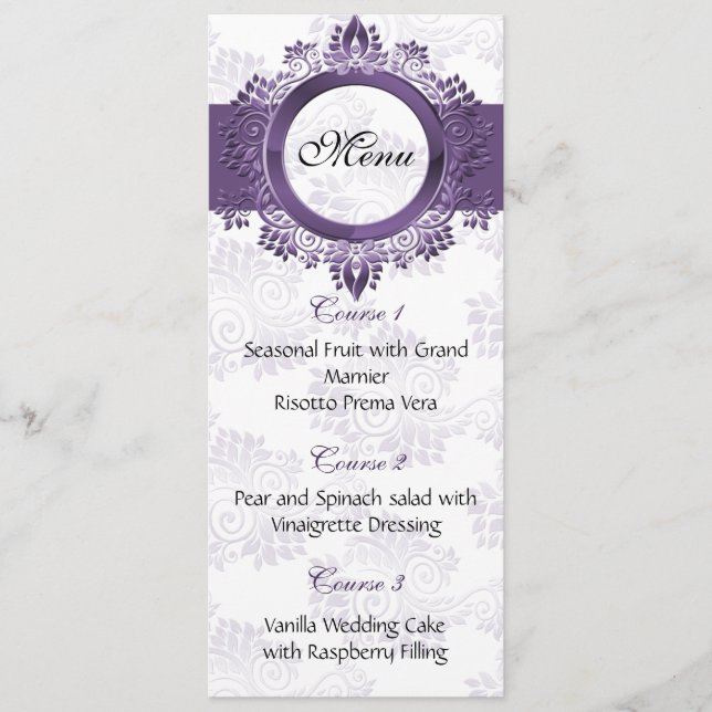 menu de casamento roxo (Frente)