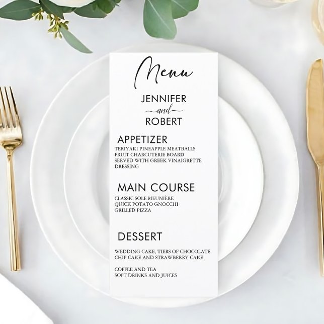 Menu de Casamento Russo da Caligrafia Minimalista  (Simple Minimalist Calligraphy Rustic Wedding Menu)
