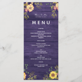 Menu de Casamento Russo das Flores Roxas