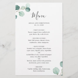 Menu de Casamento Russo Eucalyptus Elegante Simple